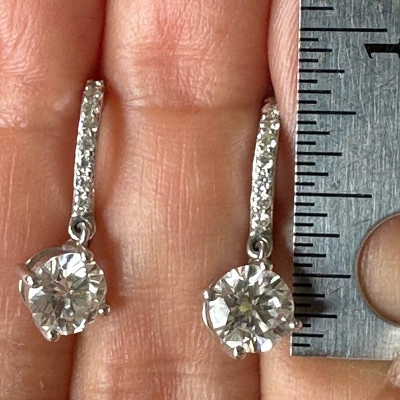 14K SOLID White Gold Huggie Hoops-1 Carat Diamond Equivalent Weight (DEW) - Picture 5 of 8